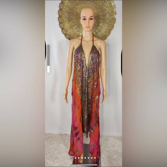 Hand Embroidered Sequined Bohemian Dress - Picture 1 of 3